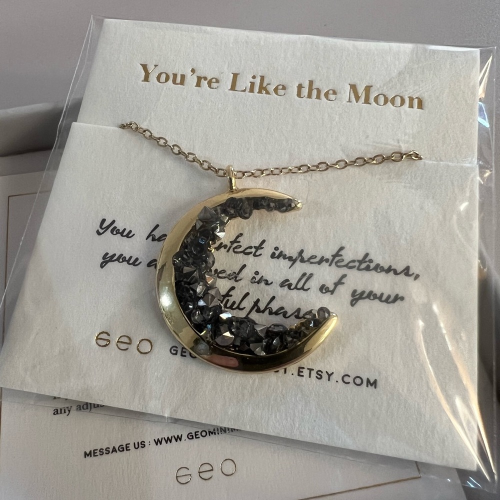 NWOT Moon Necklace - Gold and Black Onyx